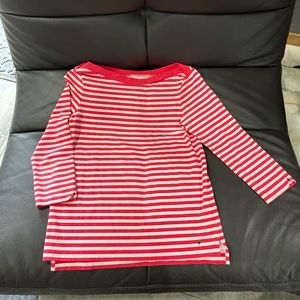 Kate Spade Boatneck Top, Coral and Cream Stripe Size Medium
